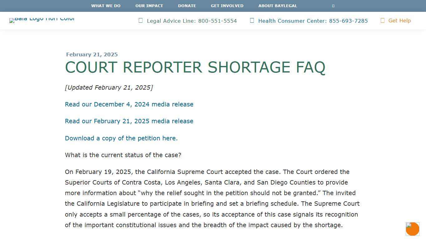 Court Reporter Shortage FAQ Bay Area Legal Aid
