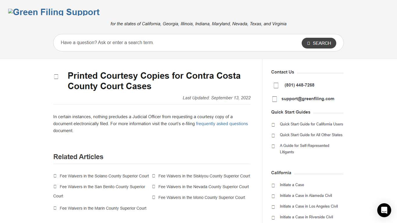 Printed Courtesy Copies for Contra Costa County Court Cases E-Filing Help